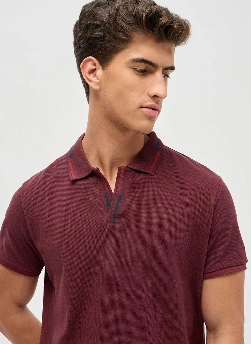 Urbano Fashion  Urbano Fashion Men's Maroon Solid Regular Fit Half Sleeve Cotton Polo T-Shirt for Men | Best Price UAE